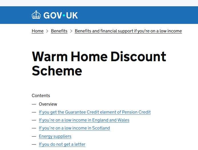 Warm Home Discount Scheme 