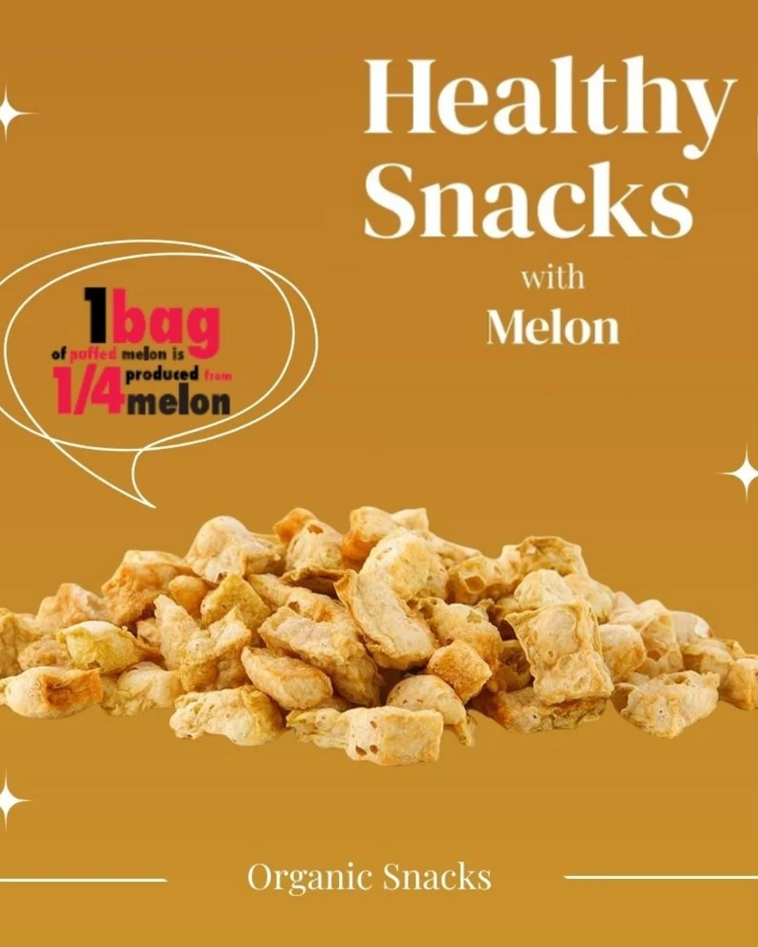 Ever tried puffed melon? 🍈

At Bonny Bite, we take fresh, organic melons, air-dry them gently, and puff them into a sweet, crunchy, and nutritious snack.

🌿 Naturally concentrated nutrients for a powerful snack
🍬 Naturally sweet and chewy &mdash; 