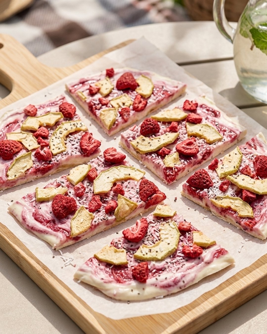 Summer Crunch: Strawberry &amp; Melon Yogurt Bark