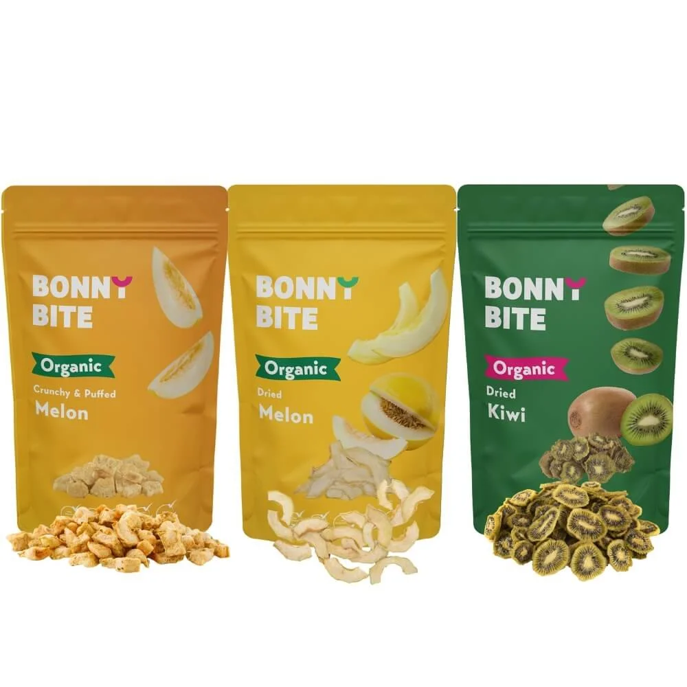 Crunchy & Puffed Melon, Dried Melon & Kiwi