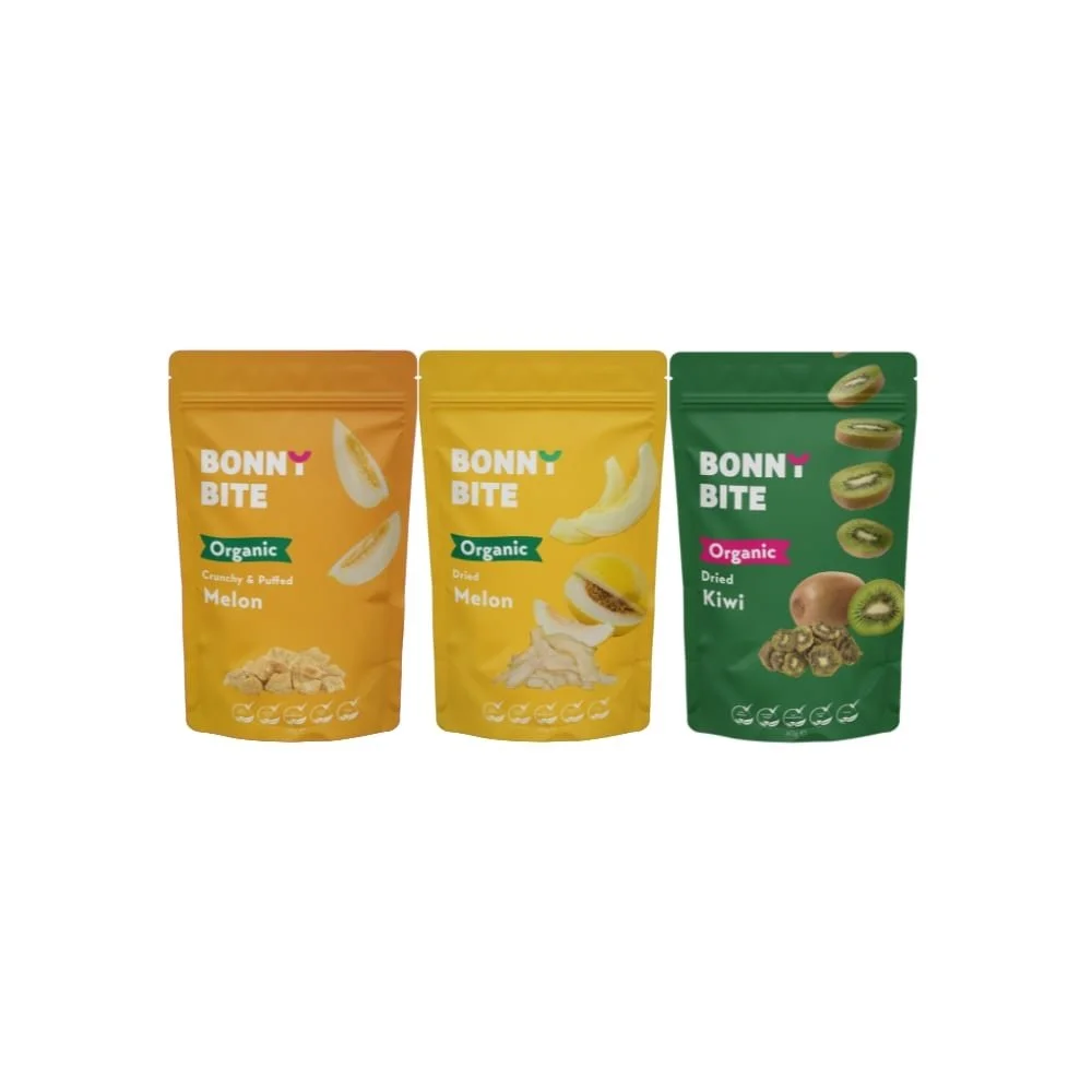 Crunchy & Puffed Melon, Dried Melon & Kiwi