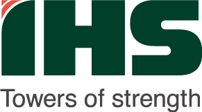 Logo featuring the text 'IHS Towers of strength' with a stylized dark green 'IHS' and black text underneath.
