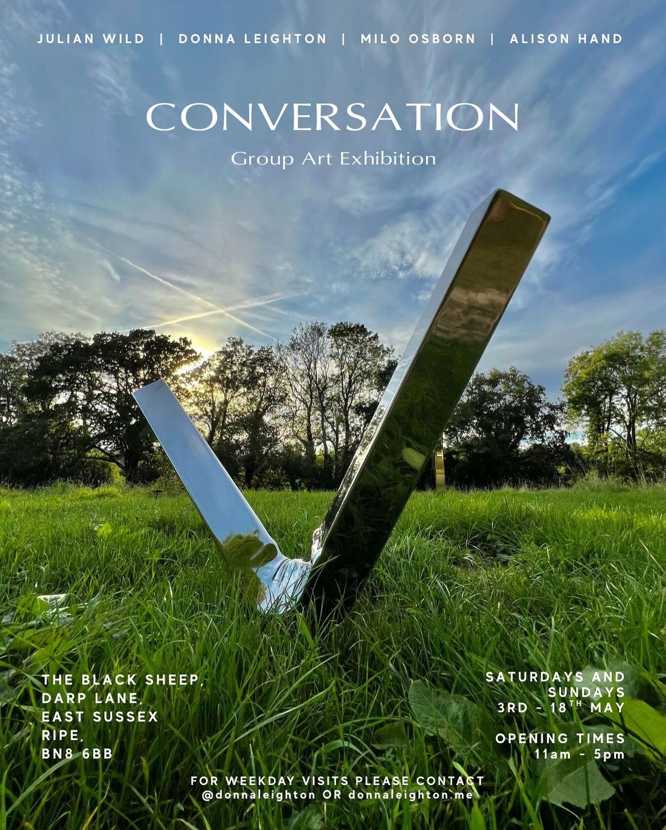 &lsquo;Conversation&rsquo; opens this week near Lewes in East Sussex. Please send me a message if you want to come to the Private view on Friday. A group show with the fantastic @donnaleighton @miloosborn @alisonhandartist in a beautiful spot #artexh