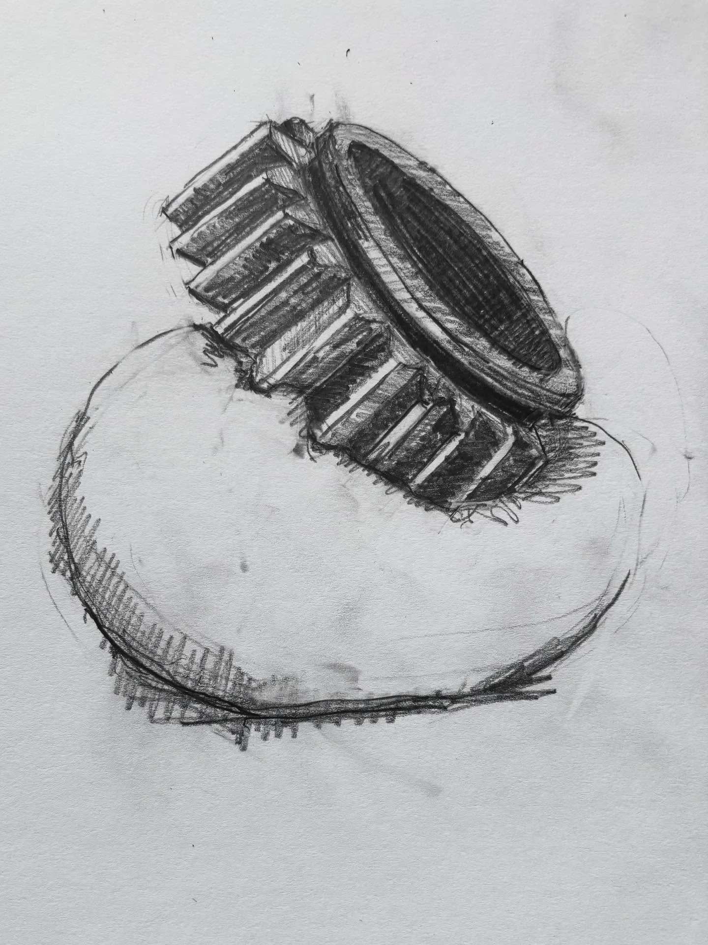 Another work on paper. I&rsquo;ve always loved a nice cog. ⚙️ You&rsquo;re meant to call them gears but hey ho! This one is drawn from memory and squished into an organic blob #sculptorsdrawings