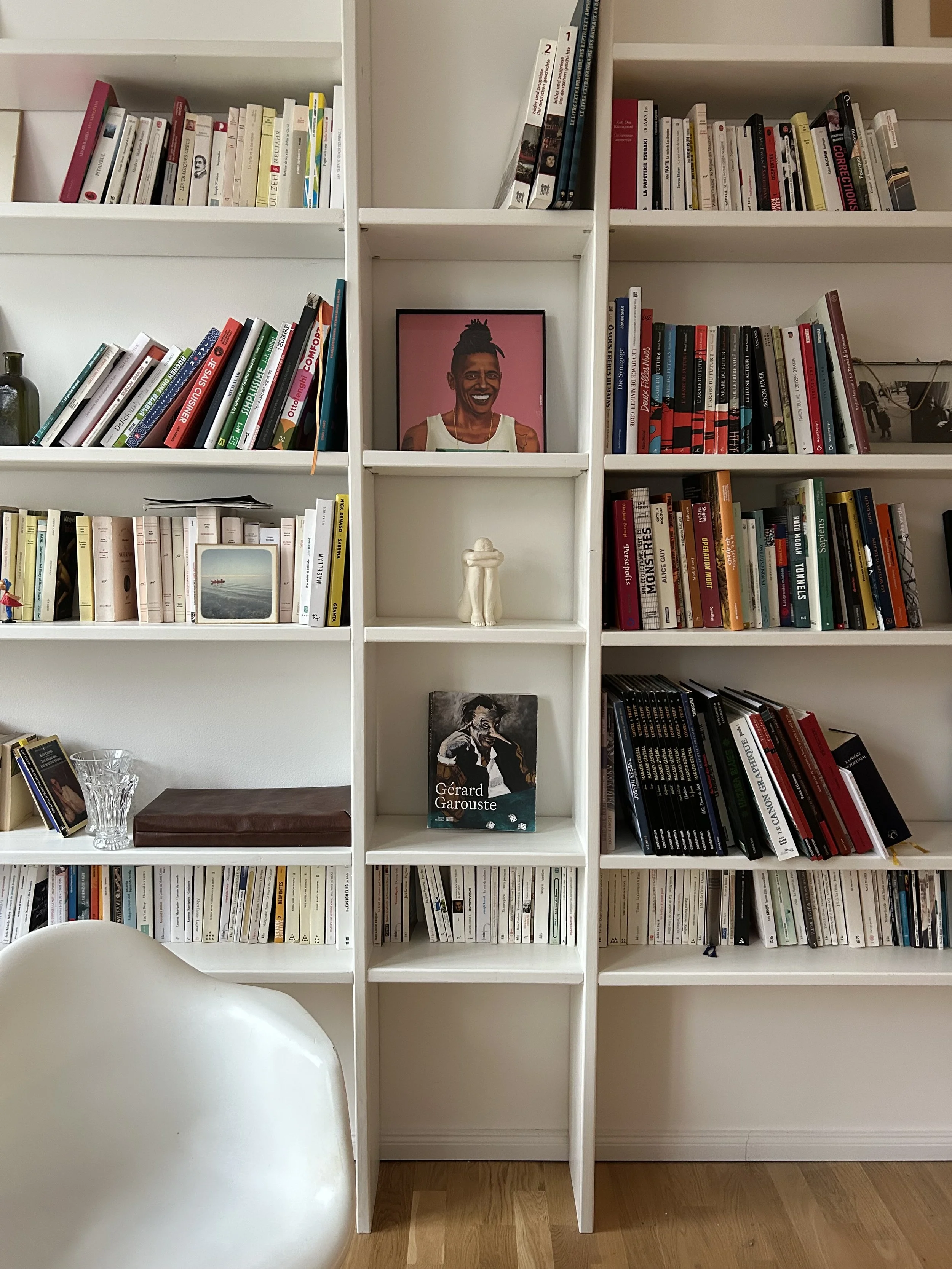 Custom made white bookshelf