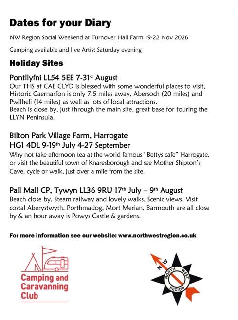 Dates for your diary.