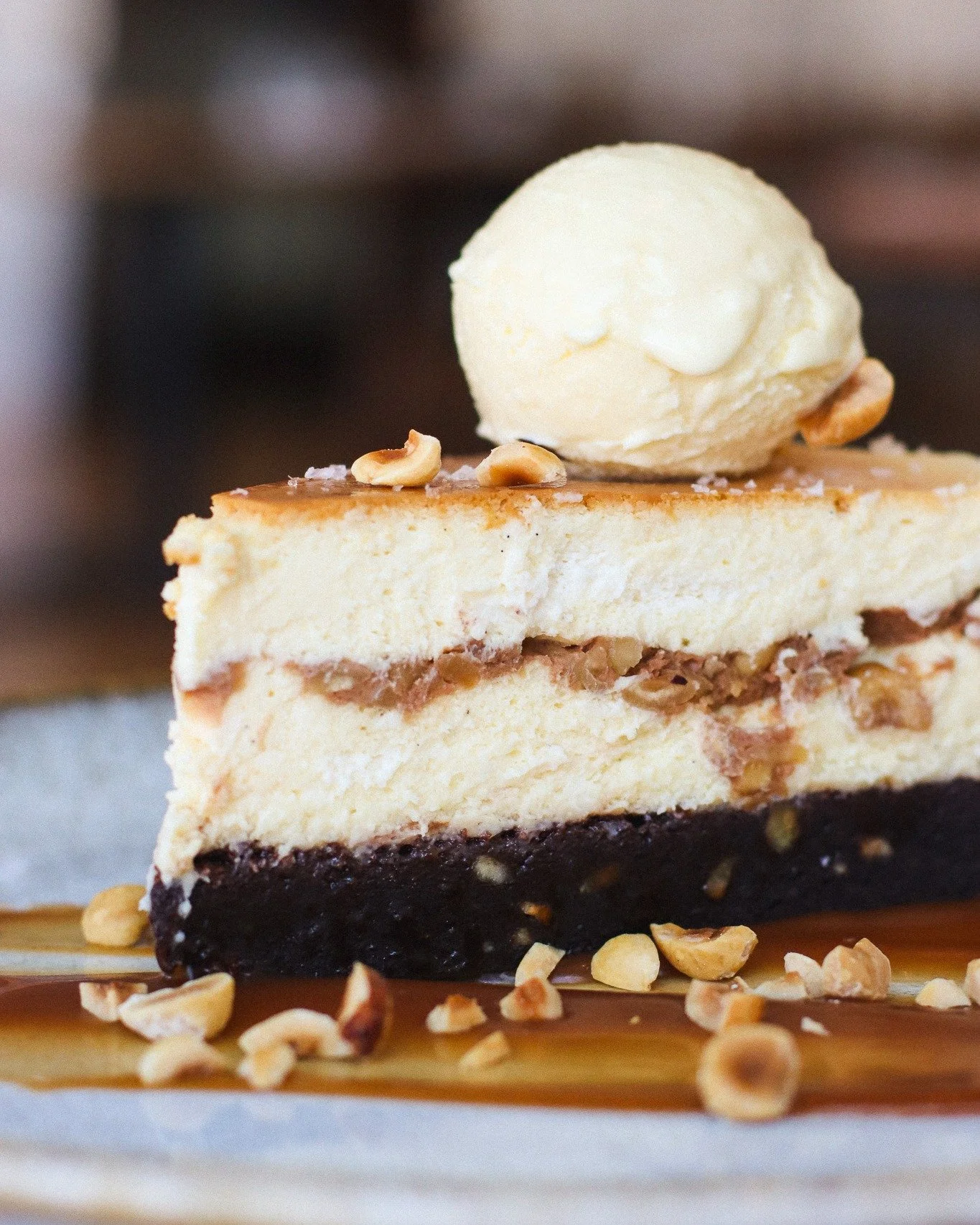 Our newest Cheesecake :: chocolate, hazelnut, caramel, vanilla bean, sweet burrata ice cream 🍦 🤎

🍹 Happy Hour | 4:30pm - 6pm | 𝘛𝘶𝘦𝘴 - 𝘍𝘳𝘪
🍽 Dinner served til 9pm on weekdays | 10pm on Fri &amp; Sat
🍳 Sunday Brunch | 10am - 2pm

Reserve y