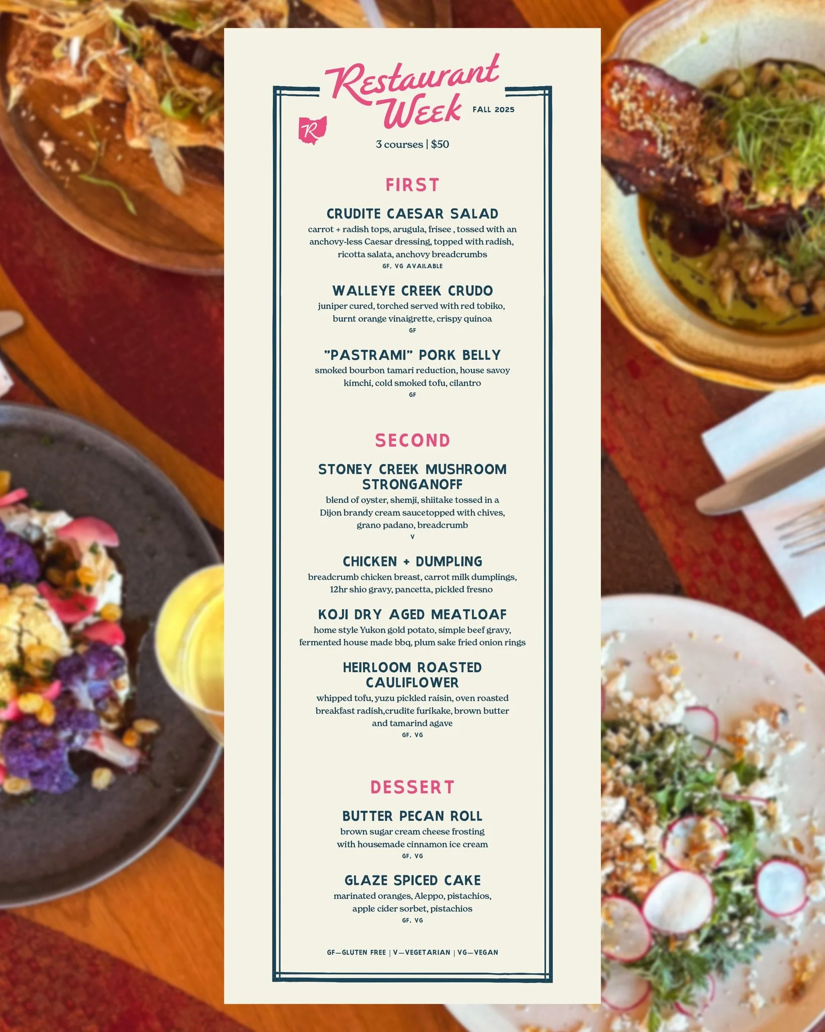 Cleveland Restaurant Week is officially underway, and we&rsquo;re setting the table for you. Now through November 14th, you can join us for a 3-course prix fixe dinner for $50. It's the perfect way to see what makes Rood, 𝑹𝒐𝒐𝒅.

⚠️ ALSO, please p