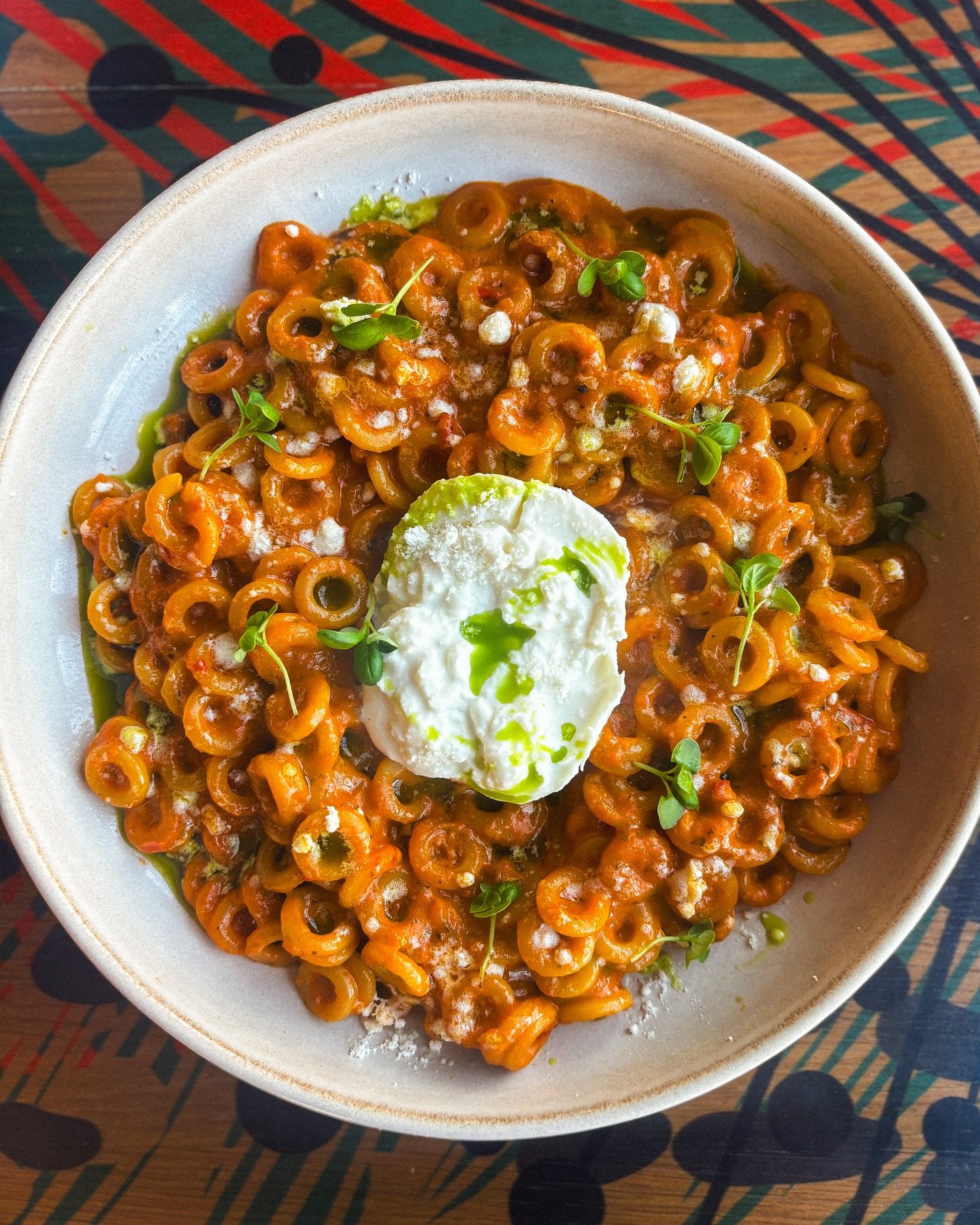 Happy Valentine&rsquo;s Day. &hearts;️ We&rsquo;re serving our hearts on a platter tonight. 

Ring Around the Rosie: Roma + Calabrian chili vodka sauce, annelini, burratta, basil, and bacon fat snow.

A little rich. A little fiery. A whole lot of lov
