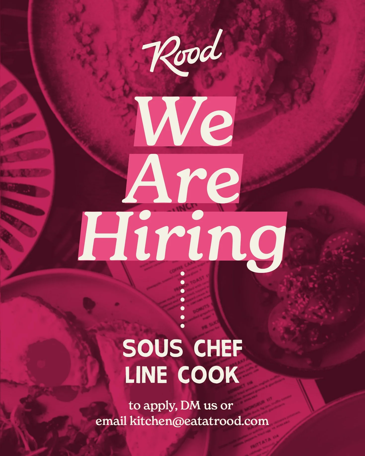 This spring, our Sous Chef is moving onward and upward, and while we&rsquo;re proud, we&rsquo;ll definitely feel the shift. So we&rsquo;re looking for someone ready to step into those shoes.

We&rsquo;re hiring a Sous Chef and a Line Cook to grow, le