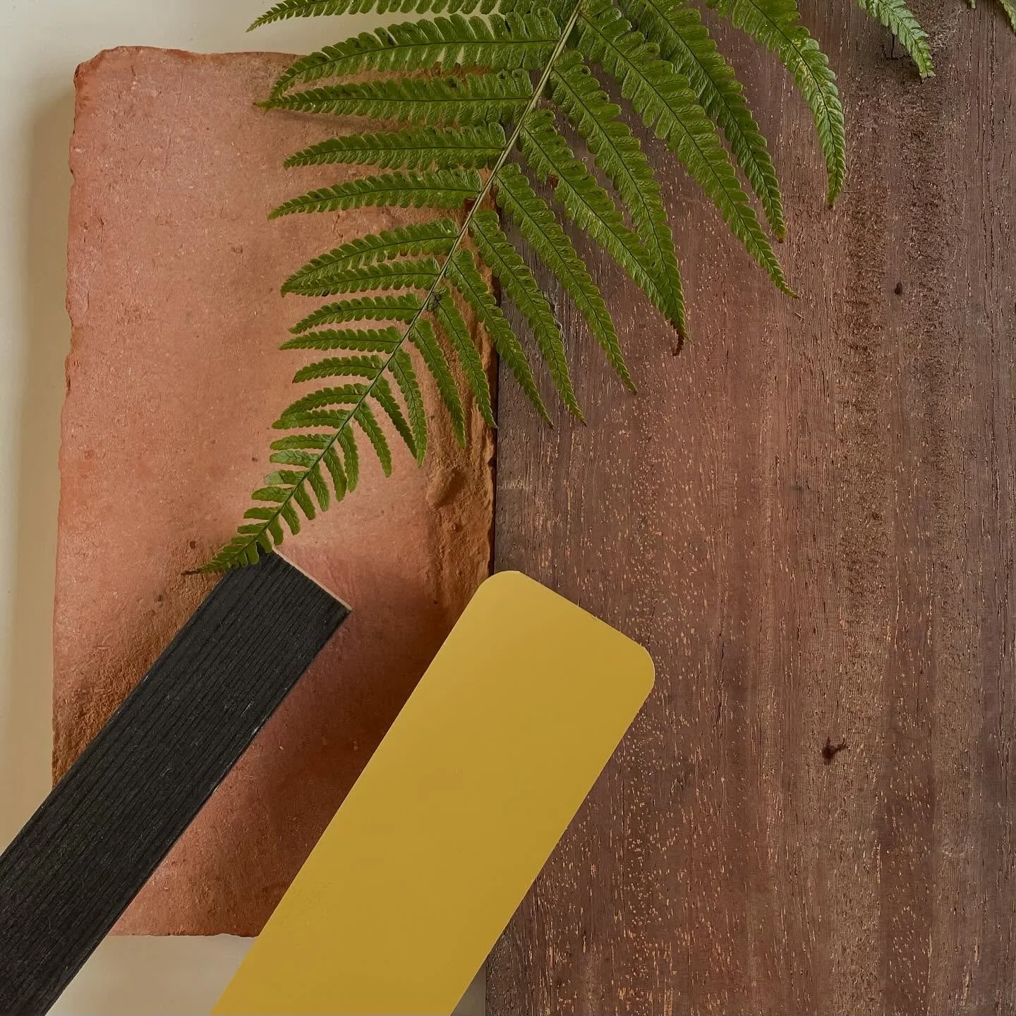 Garden design colour &amp; material palettes!
🎨📐
Number two &mdash; this is for a garden close to the woods in North east London. It&rsquo;s an East-facing site so the materials bring warmth, inspired by the feeling of summer evening campfires 🏕️?