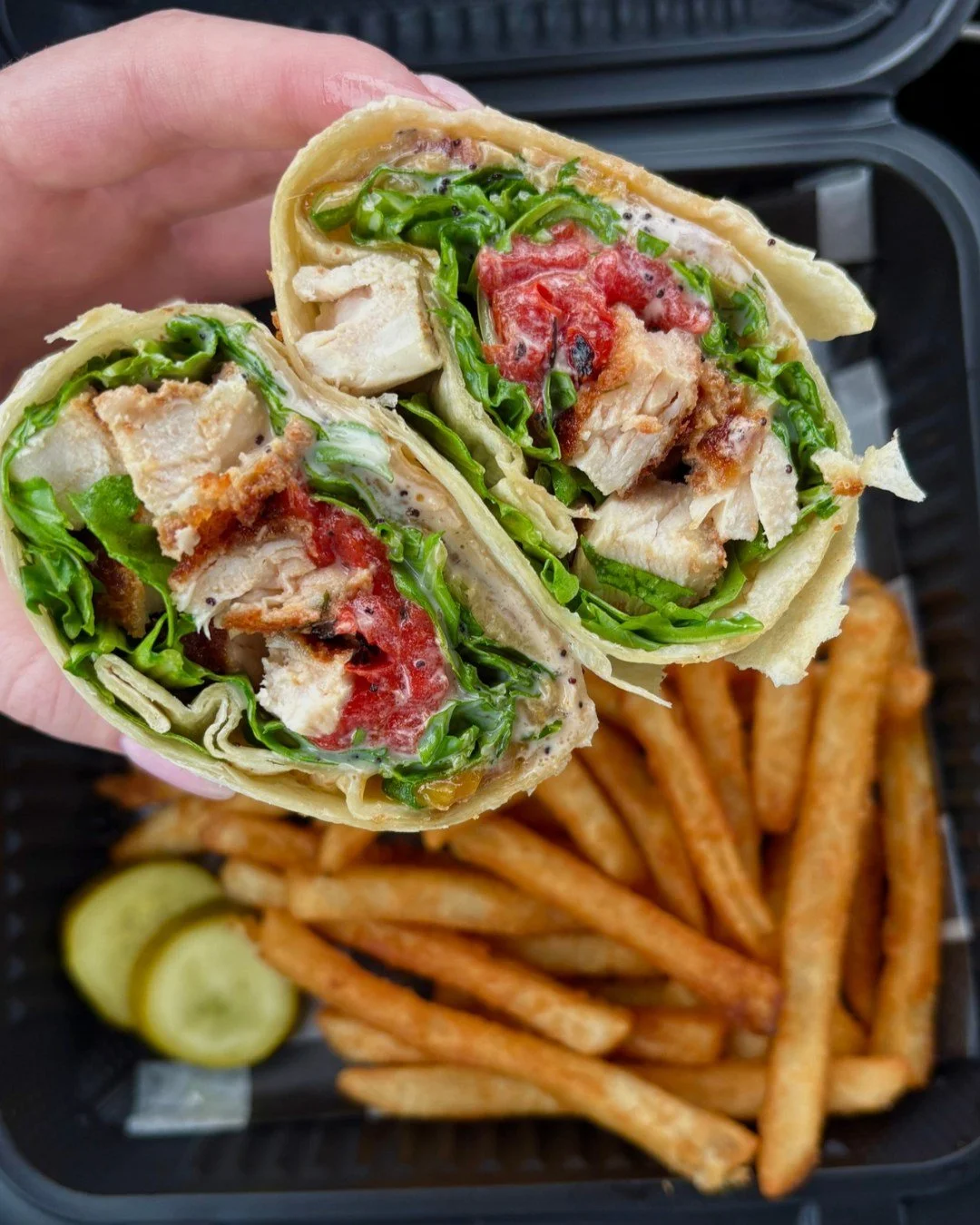 One Bad Motherclucker to-go!

Crispy or grilled chicken / roasted red peppers / arugula / crispy bacon / Cabot sharp cheddar / honey mustard / flour tortilla wrap
