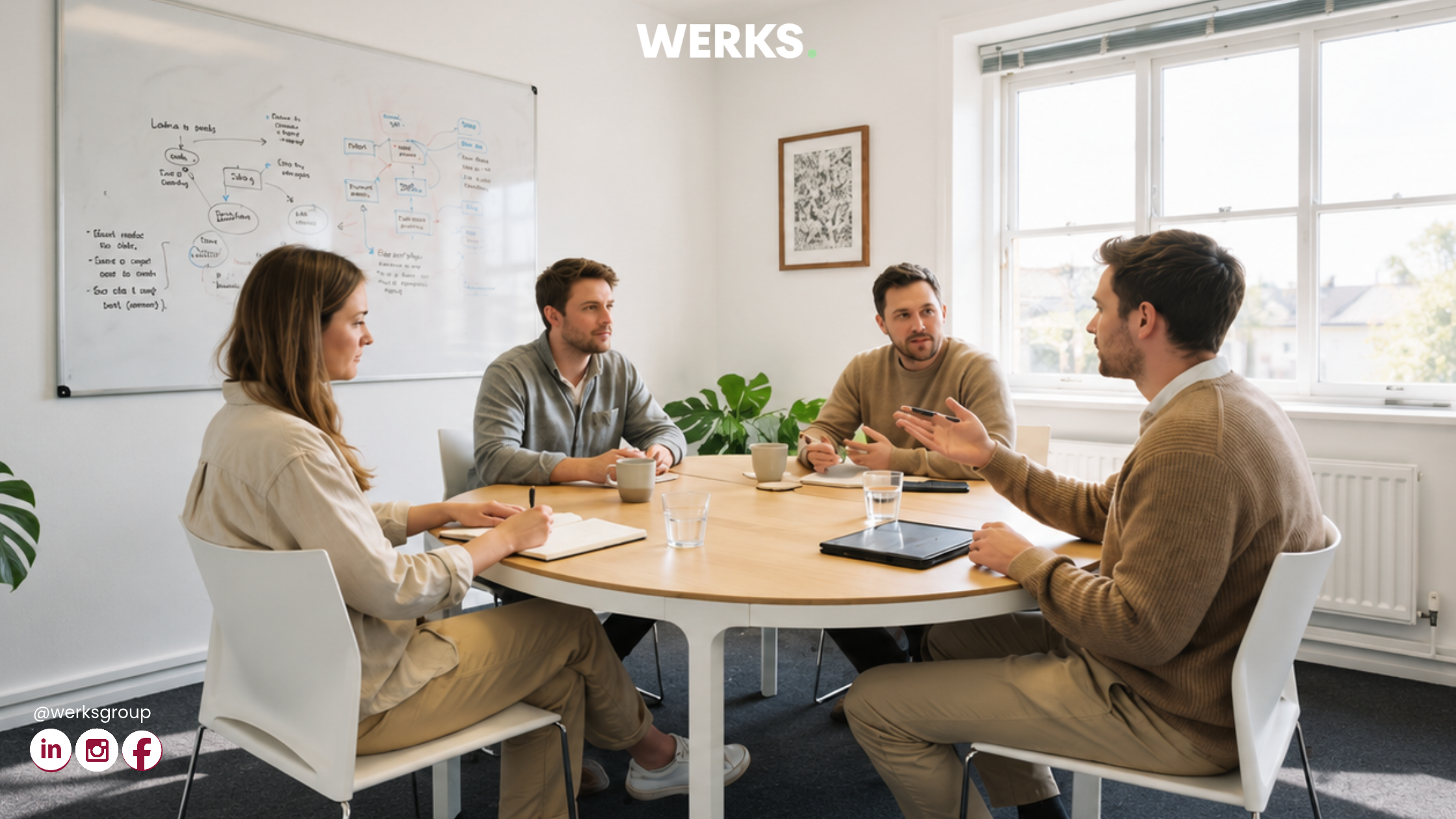 A Small group of freelancers working together in a project in a Office Space