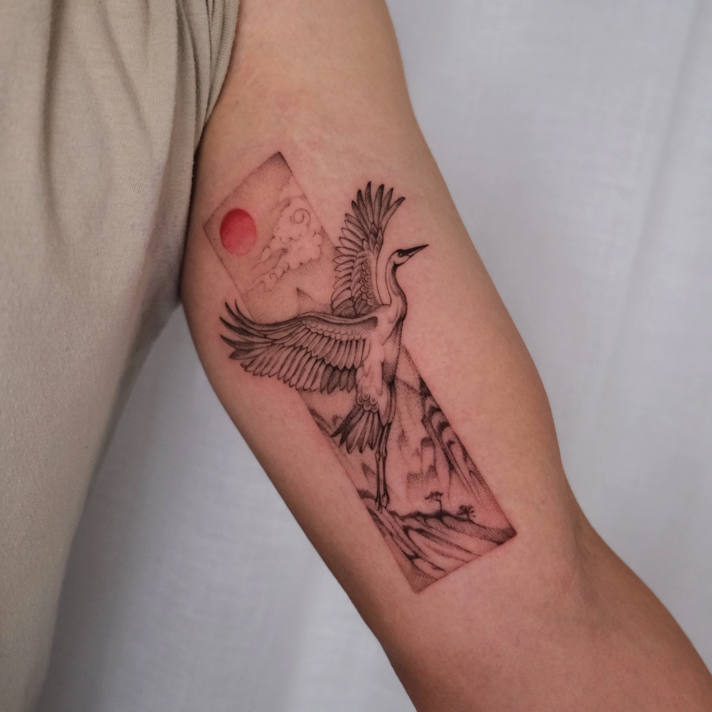 crane with frame tattoo