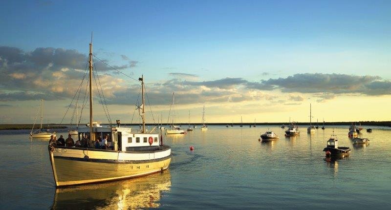 Boats on the water in Orford Harbour