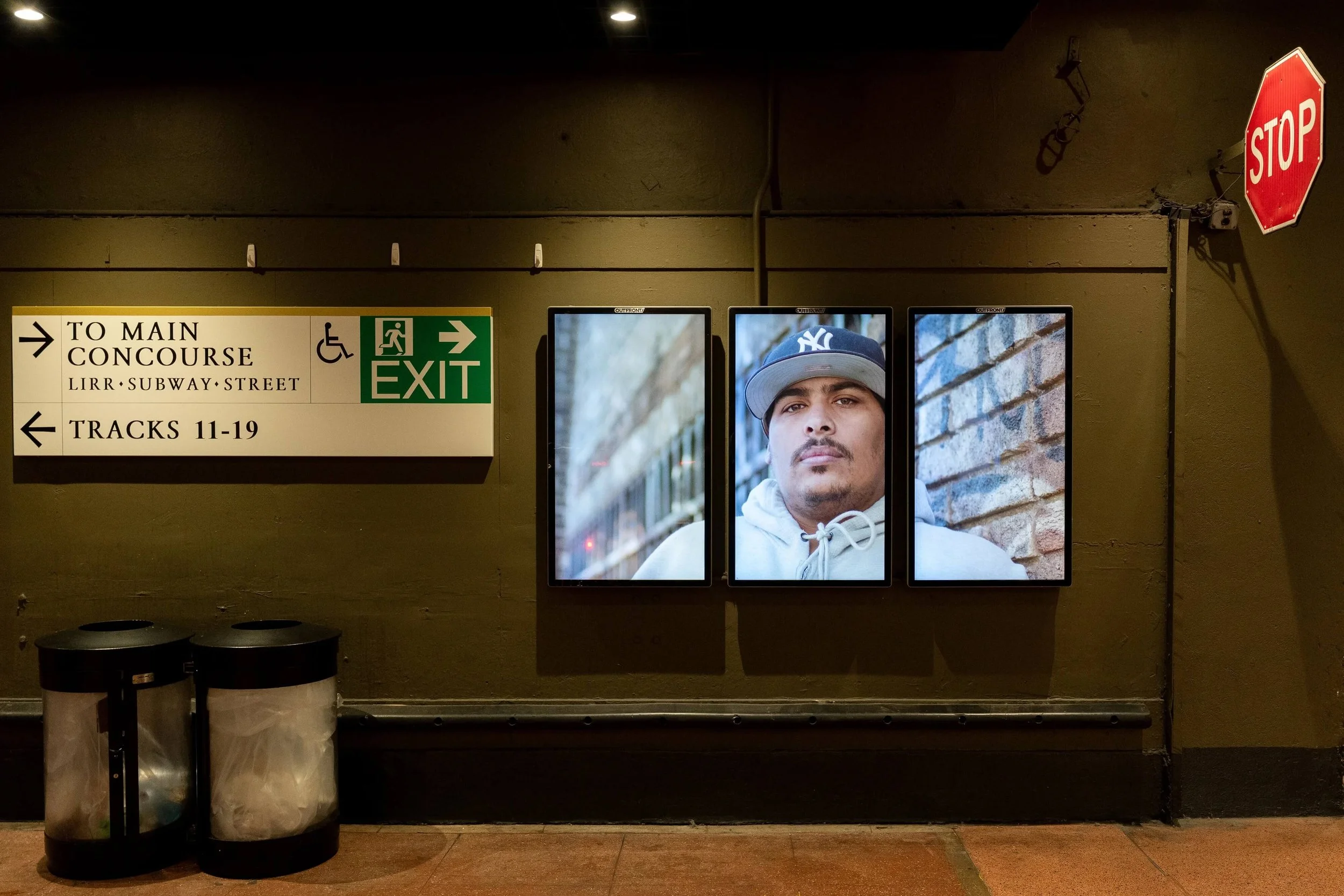 150 digital screens, normally reserved for a mixture of advertisements and MTA service announcements, ran a choreographed loop of video portraits.