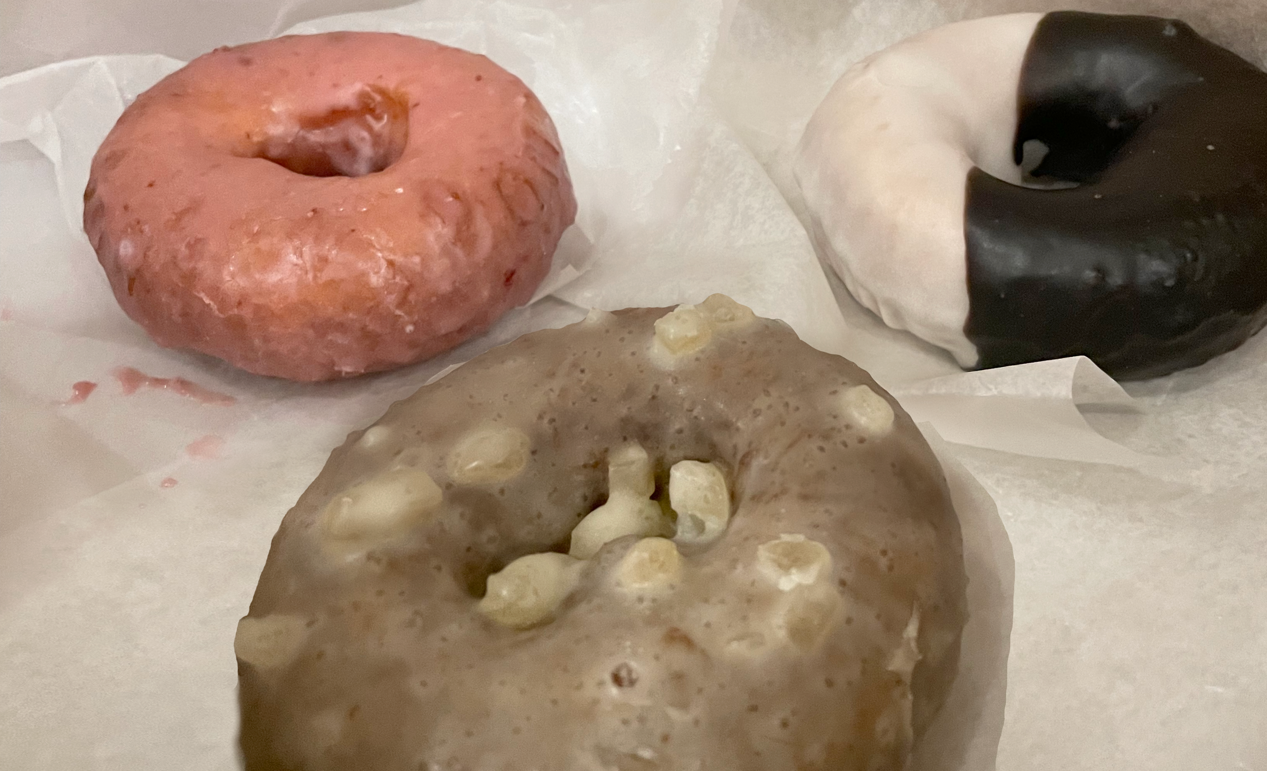 Close up of gourmet donuts