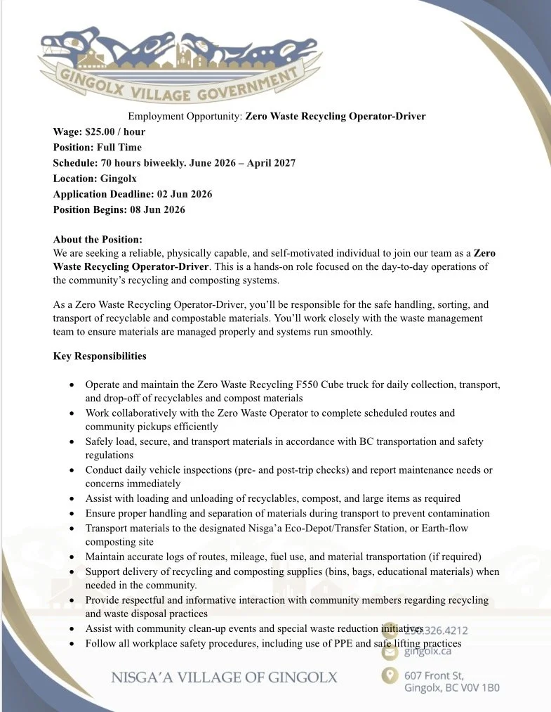 Zero Waste                              Employment Opportunities