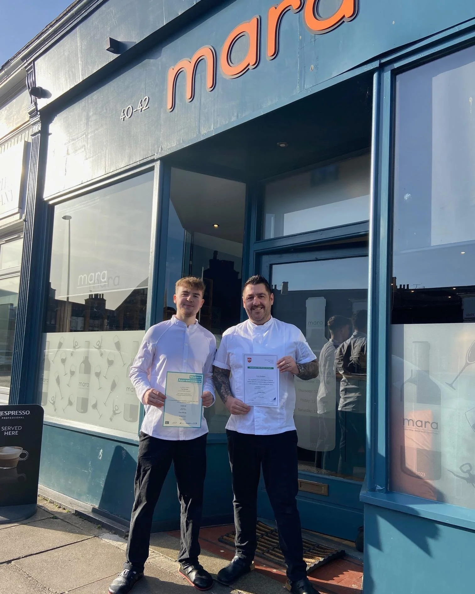 Double celebrations at Mara today as Cole was presented with his L6 Modern Apprenticeship certificate by Ross, Cole has also recently passed his REHIS Intermediate Food Hygiene exam.  We first met Cole while he was at Portlethen Academy where he comp