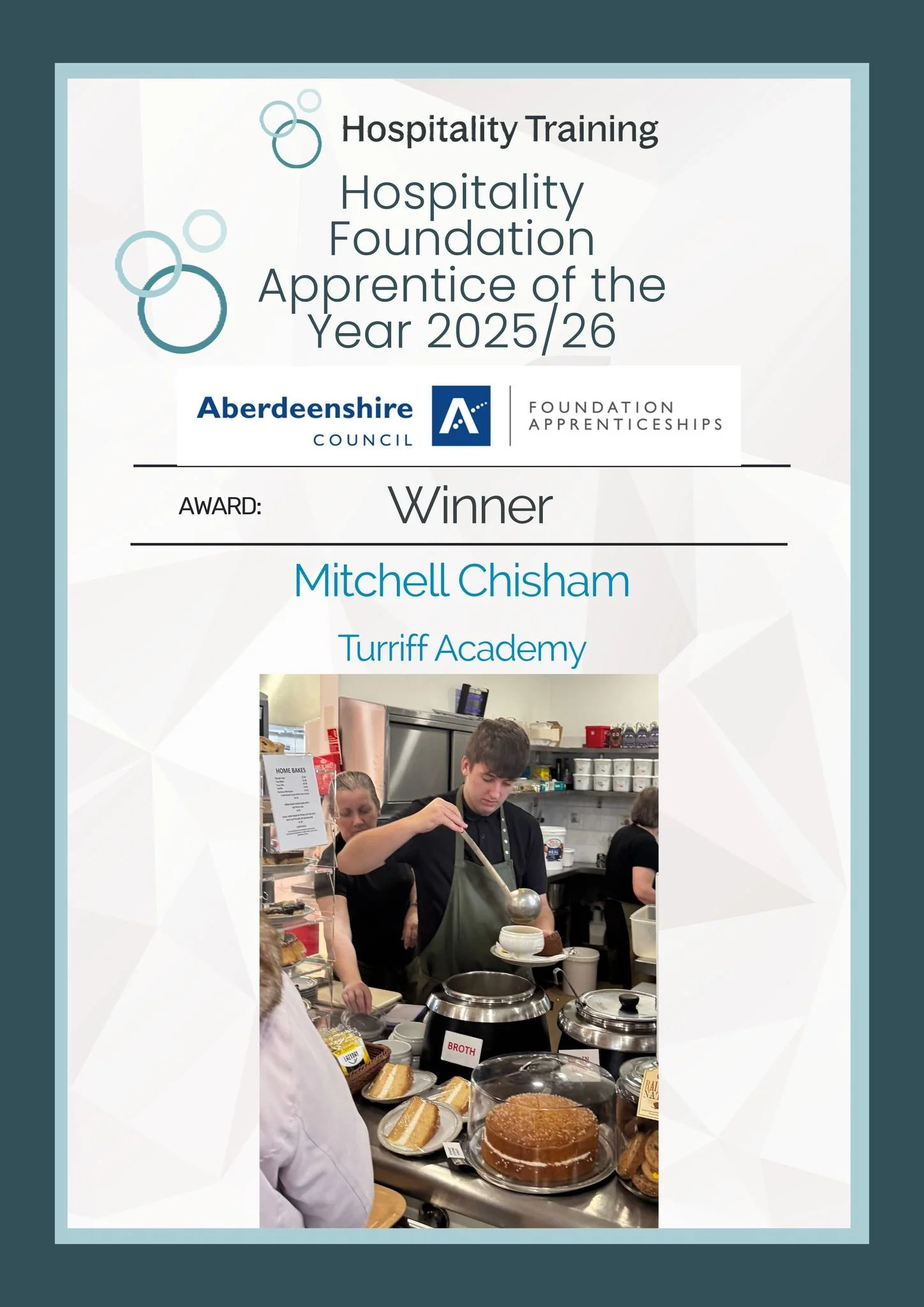 A massive congratulations to Mitchell Chisham from @turriffacademyaberdeenshire 
who won the Level 4/5 Foundation Apprentice of the Year 2026 from Aberdeenshire Council.
Mitchell has had an incredible year. 12 months ago Mitchell was very quiet and d
