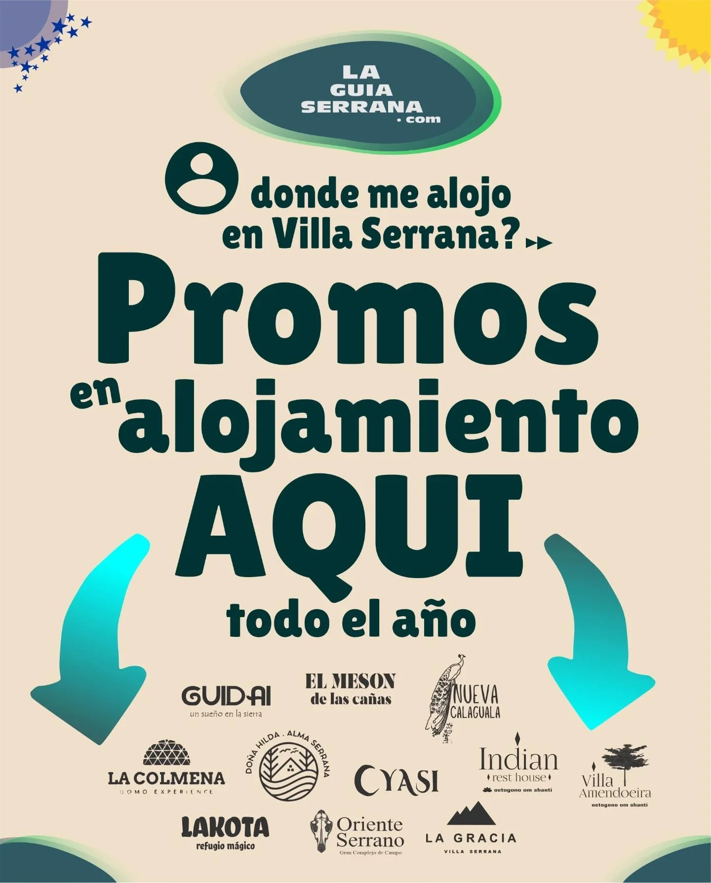 PROMOS! todo el a&ntilde;o en tu alojamiento en Villa Serrana 

Nuestra cuponera mensual de regalos, promos y descuentos en nuestros alojamientos amigos y recomendados, como siempre brindando buenas oportunidades a la hora de salir beneficiad@ con tu