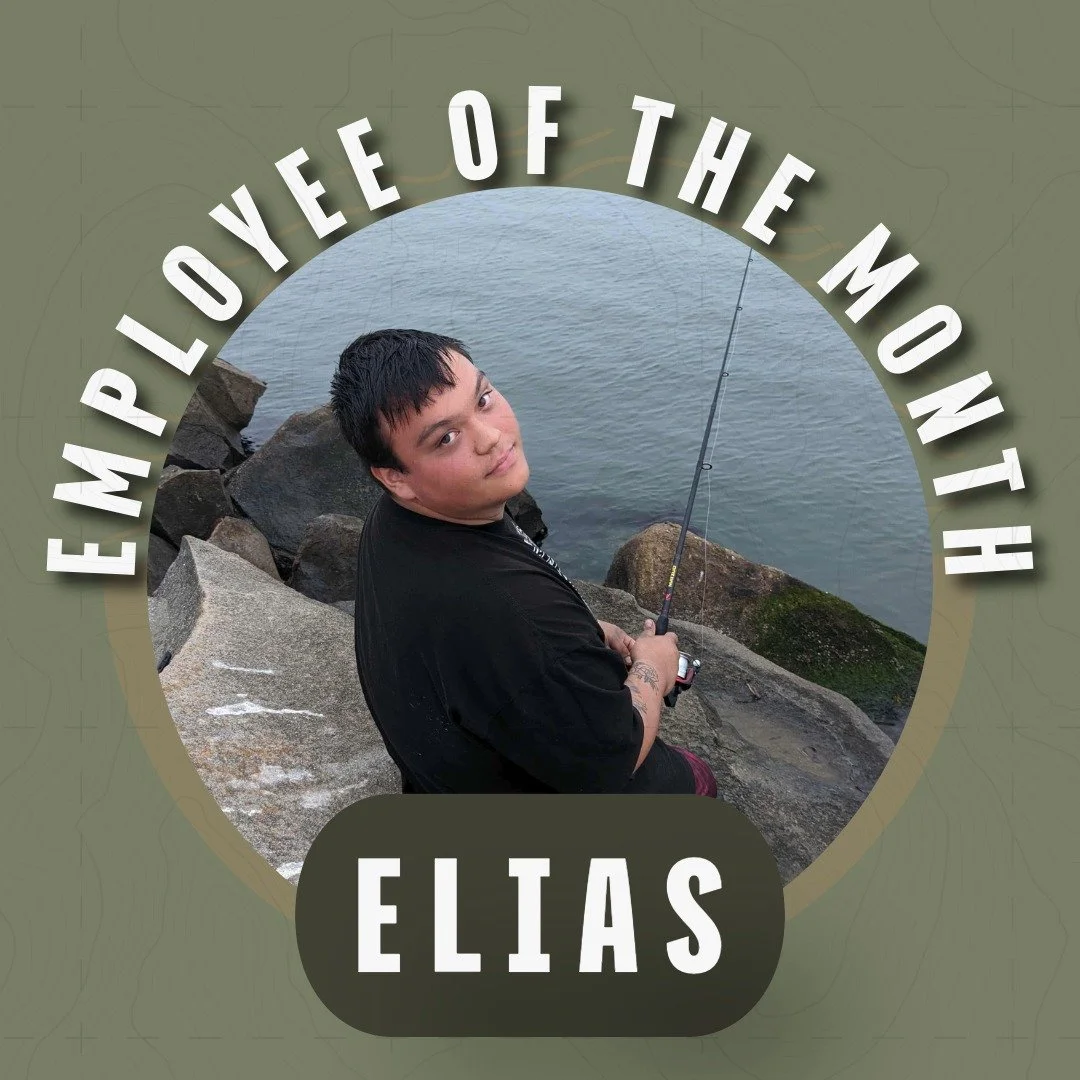 We are excited to announce that Elias is our employee of the month! His vibrant spirit brightens our store. Eli, an exceptional fisherman, loves to share his knowledge and stories. We are genuinely thankful to have you with us on the team!