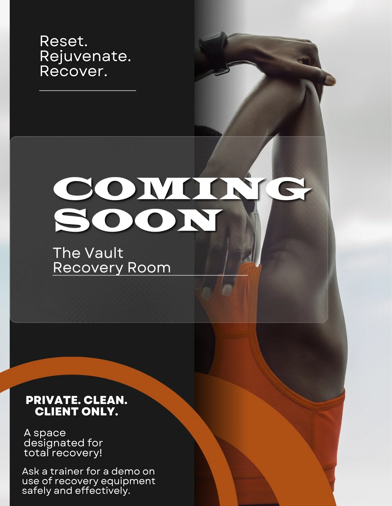 The Vault Recovery Room
How do you recover after a workout? Taking time to properly recover can help with muscle growth and repair. Also don&rsquo;t forget that it can reduce soreness/fatigue, prevent injuries, and replenish energy stores. All of the