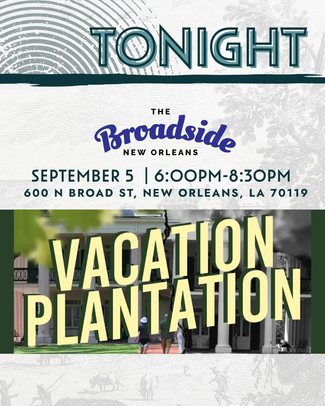 Plantations remain popular tourist destinations even though most sites do not address slavery and its legacies. Join us tonight for the screening of &quot;Vacation Plantation&quot;, a documentary that critically explores plantation tourism. The viewi