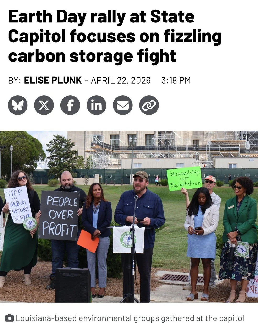 Earlier this week Earth Day, The Descendants Project joined advocates from across Louisiana at the State Capitol to demand a healthier, safer future. 

Community members gathered to voice opposition to the expansion of carbon capture and sequestratio