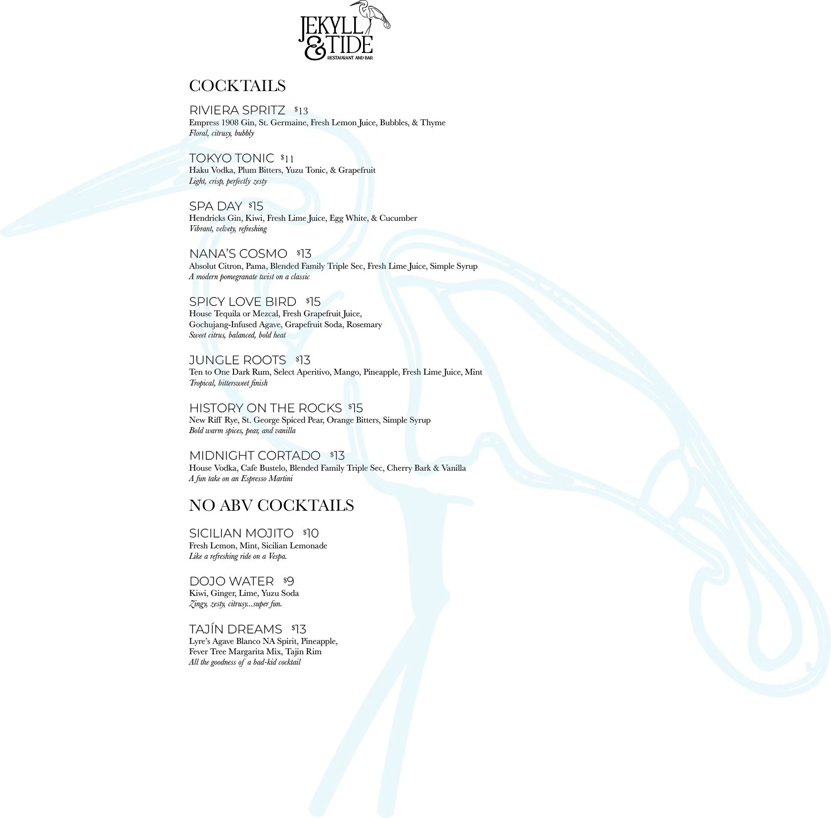 Menu — Jekyll & Tide