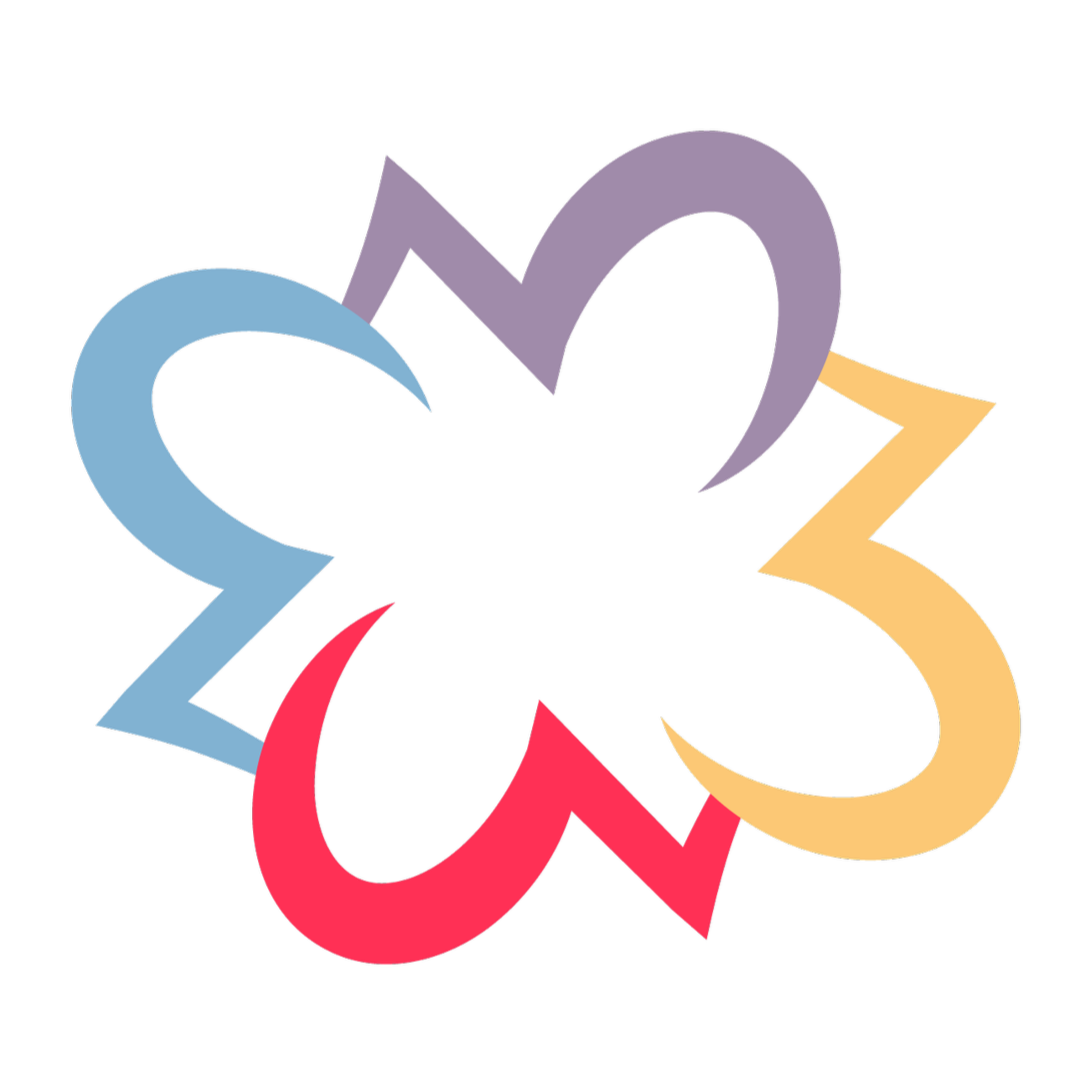 Full Unapologetic Consulting icon consisting of 4 symbols that create a cloud like formation. Red - grounding, yellow holding it up, lavender covers the top, and blue anchors it back to the red.