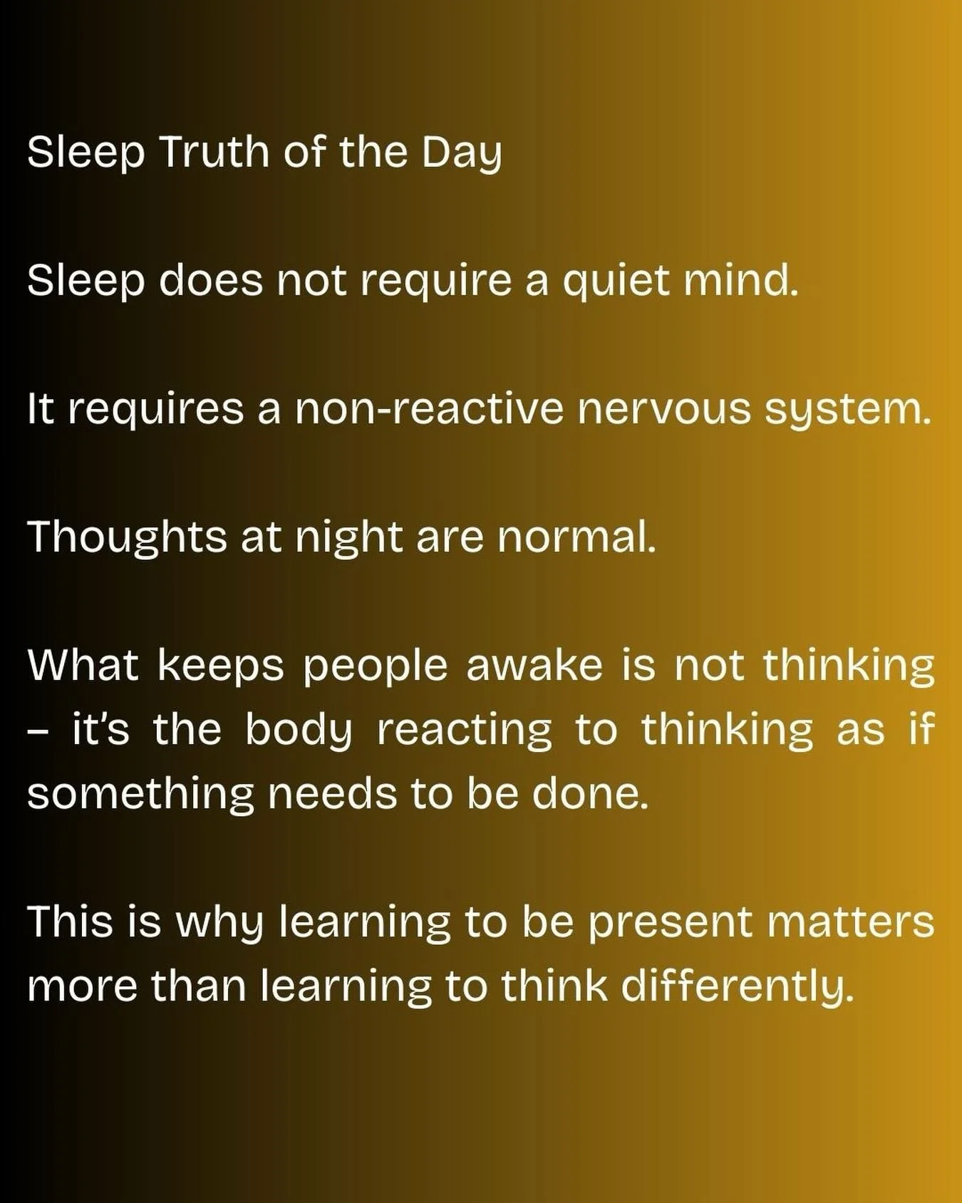 Sleep doesn&rsquo;t improve through force, hacks, or perfection.
It improves through regulation, safety, and consistency.

If your nervous system is on high alert, no supplement, schedule, or tracker will fix it. Real rest begins when the body learns