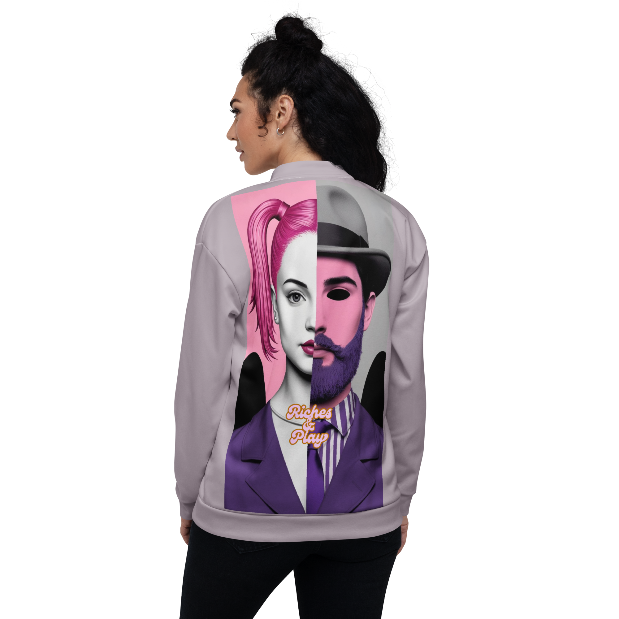 Art & Duality Bomber Jacket – Bold Graphic Women’s Outerwear | Riches & Play