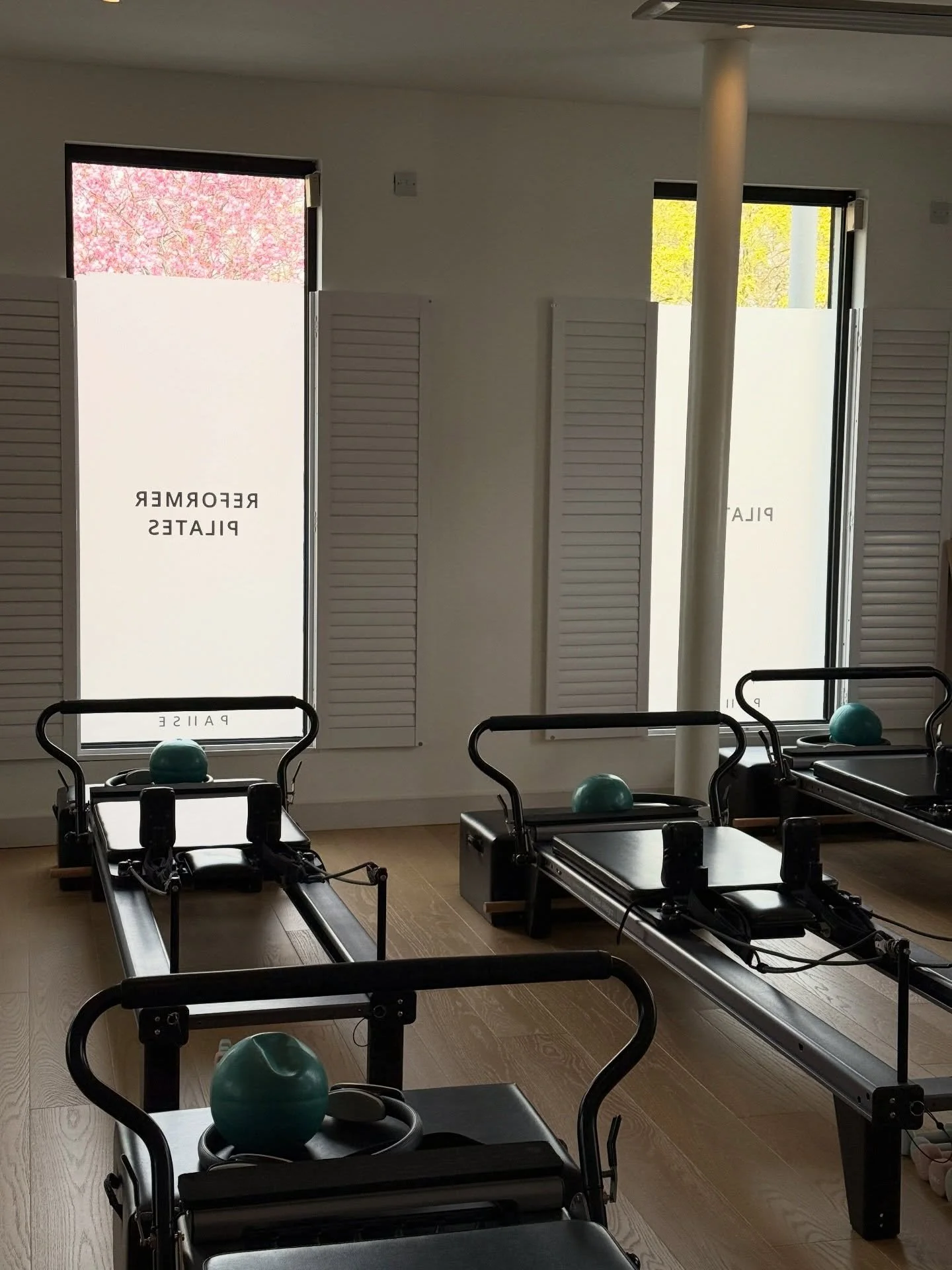 Spring has arrived at the studio. 🌸 Cherry blossom peeking through the windows, reformers ready and waiting. Who&rsquo;s joining us this week?

#pausestudiolondon #reformerpilates #londonpilates #leyton #spring