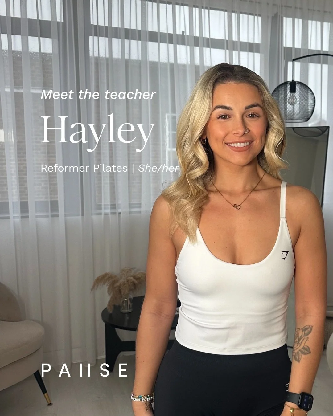 Meet and Move with Hayley ✨

Expect strong, dynamic classes with just the right amount of spice. Hayley loves adding a challenge &mdash; think balls, rings and (her favourite) plenty of pulses. You&rsquo;ll always find 1&ndash;2 serious burners that 