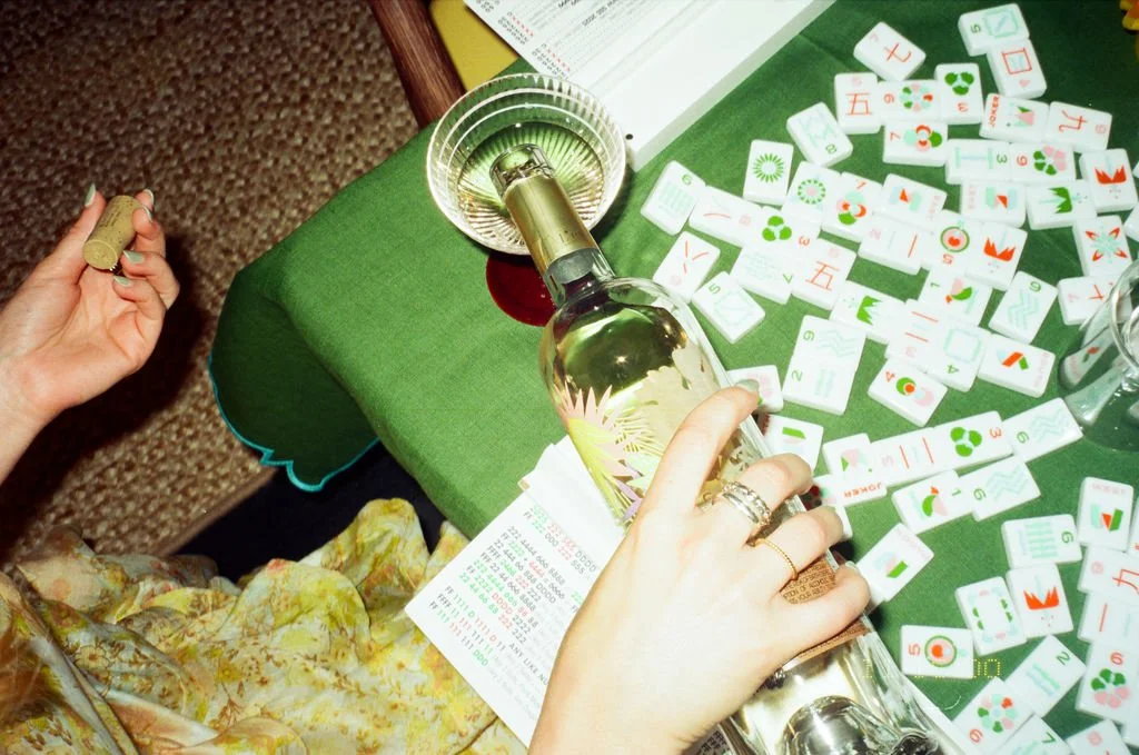 So Bam Fun Mahjong event with wine and tiles