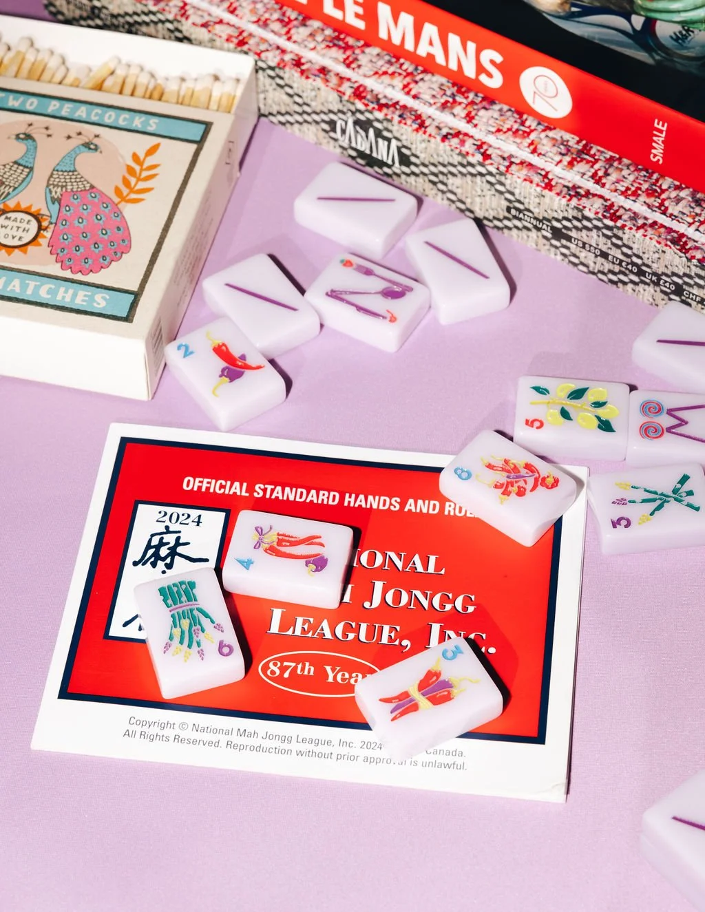Mahjong tiles and National Mahjong League card