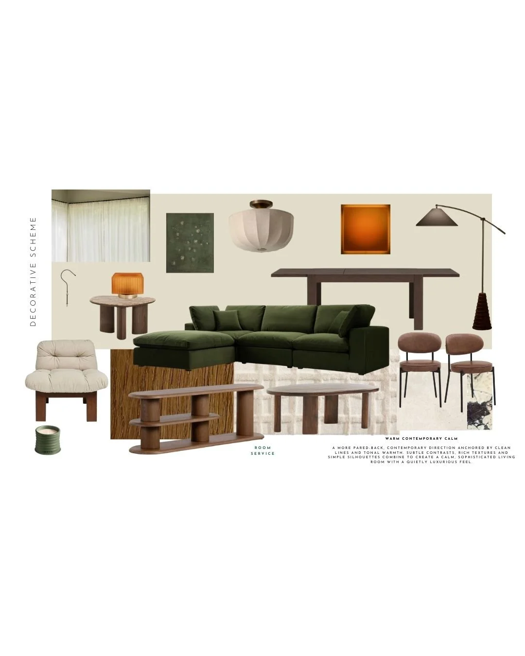 Calm, contemporary living room in a Glasgow new-build flat, designed with warm neutral tones, soft textures and a quietly elevated, hotel-inspired feel.