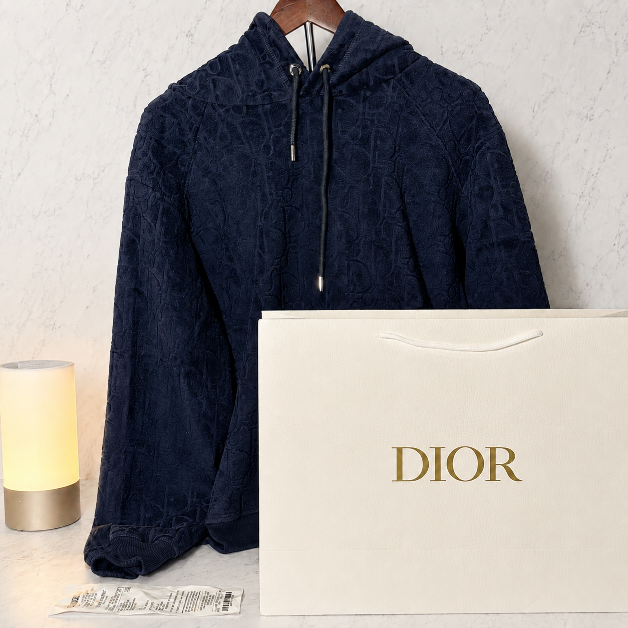 DIOR HOODIE NAVY OBLIQUE (SIZE S-XL)