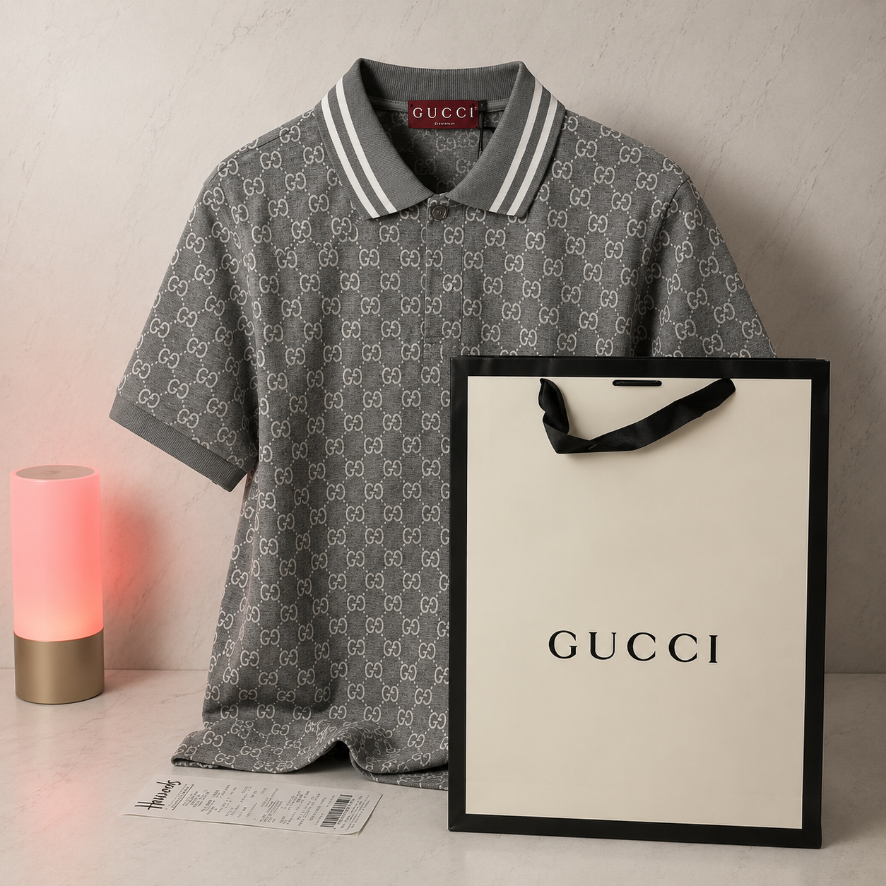 GUCCI POLO SHIRT GG PIQUET JACQUARD (SIZE M-XL)