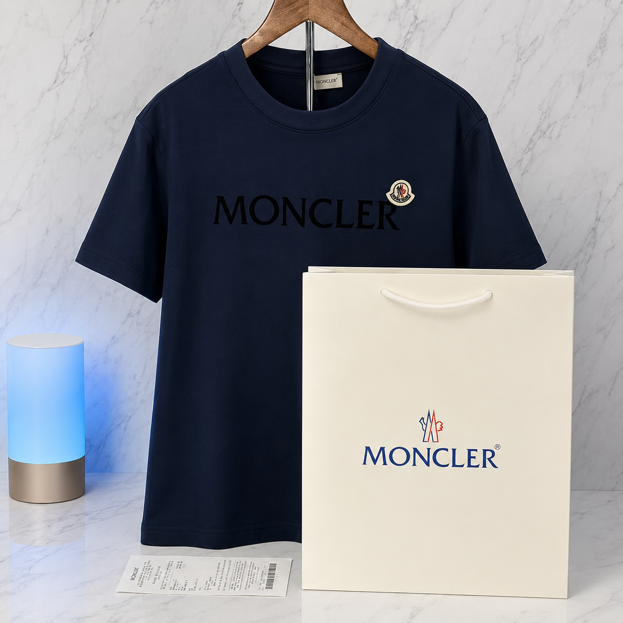 MONCLER FLOCKED LOGO T-SHIRT (SIZE S-XL)