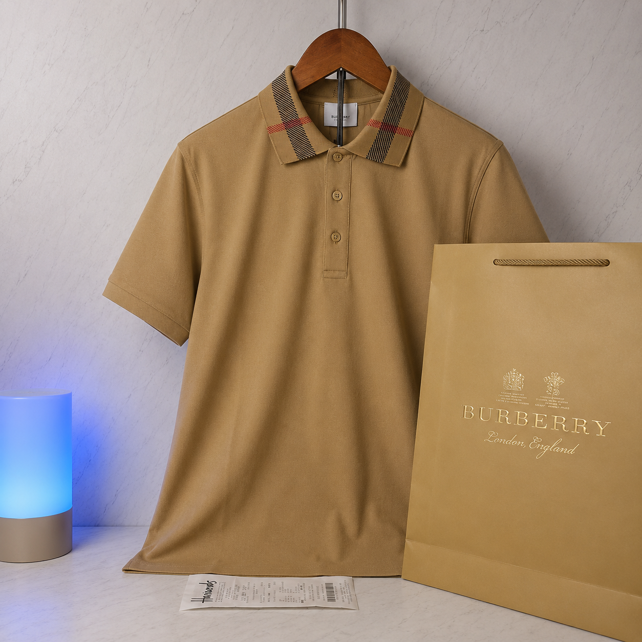 BURBERRY CHECKED POLO SHIRT (SIZE M-XL)