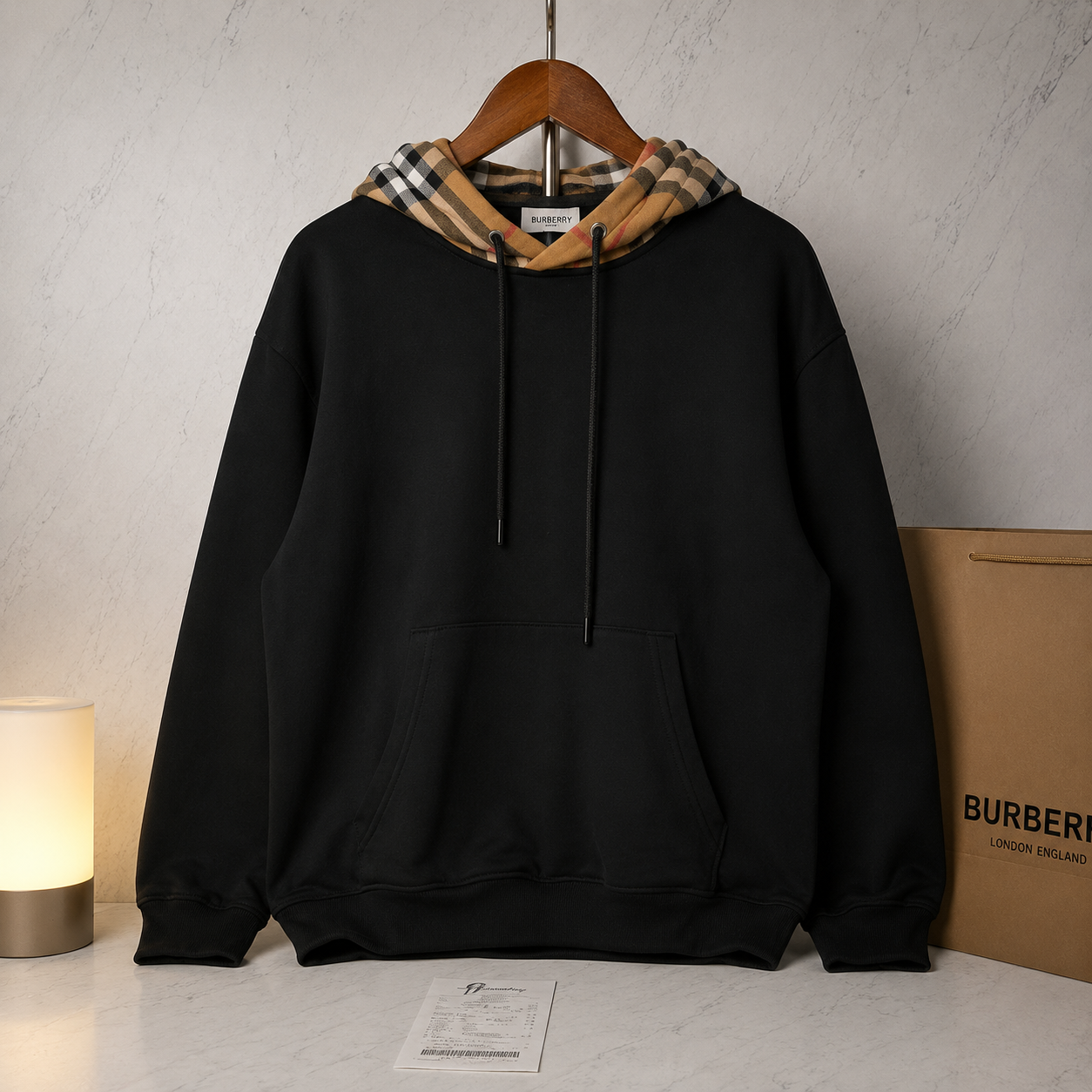 BURBERRY CHECK HOOD HOODIE (SIZE XS-L)