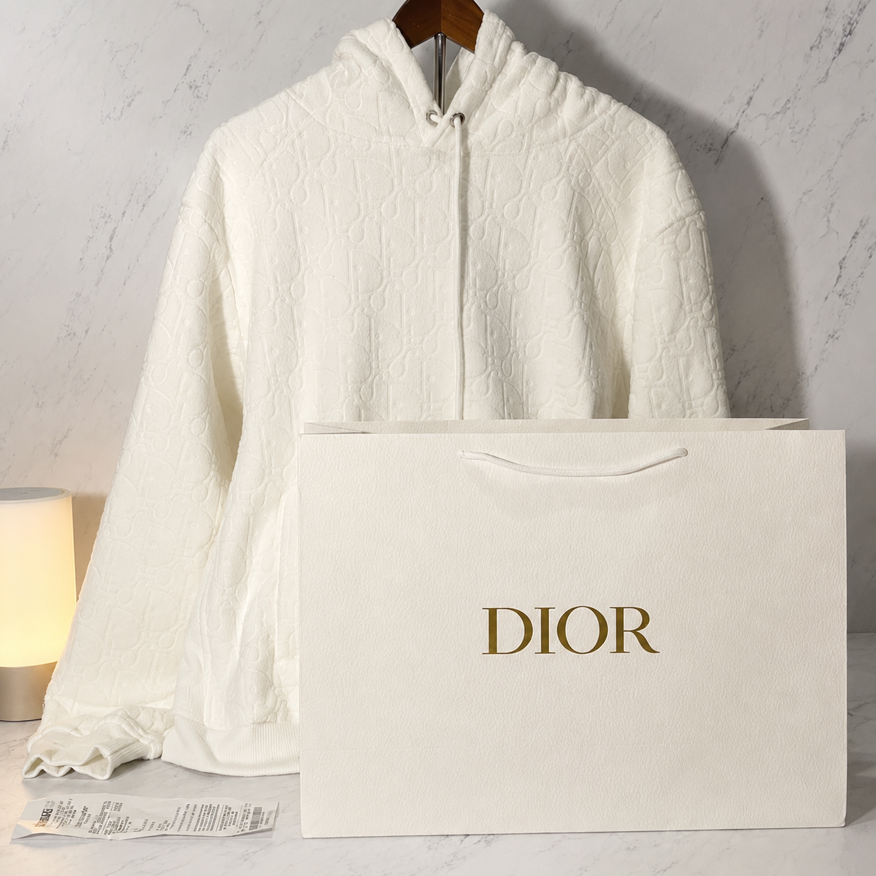 DIOR HOODIE WHITE OBLIQUE (SIZE S-XL)