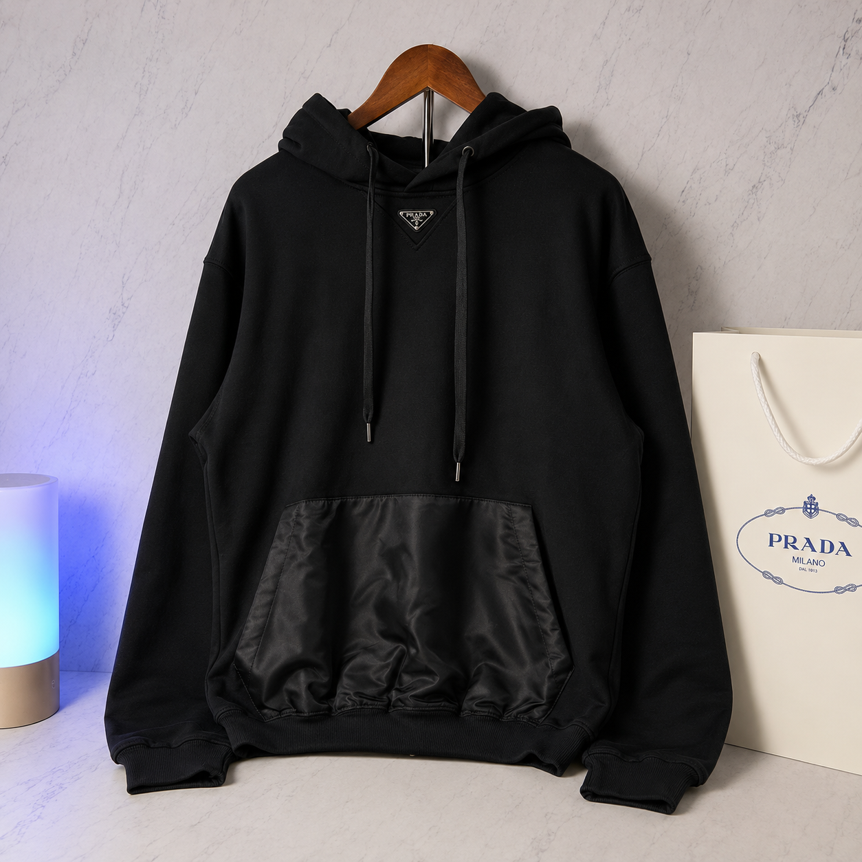PRADA HOODIE TRIANGLE LOGO (SIZE S-XL)