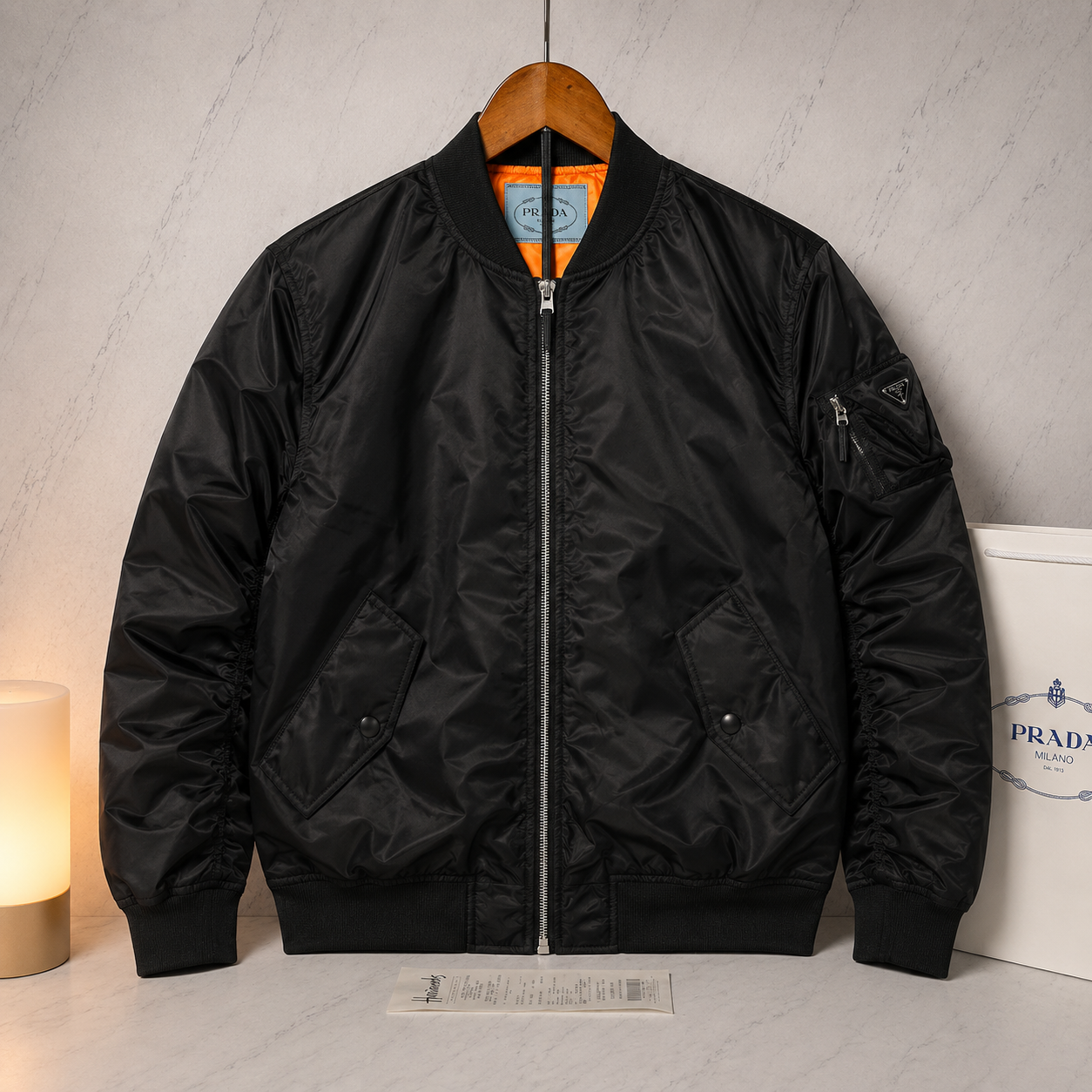 PRADA RE-NYLON BOMBER JACKET (SIZE S-XL)
