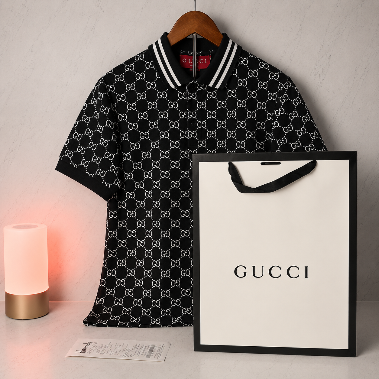 GUCCI POLO SHIRT GG PIQUET JACQUARD (SIZE M-XL)