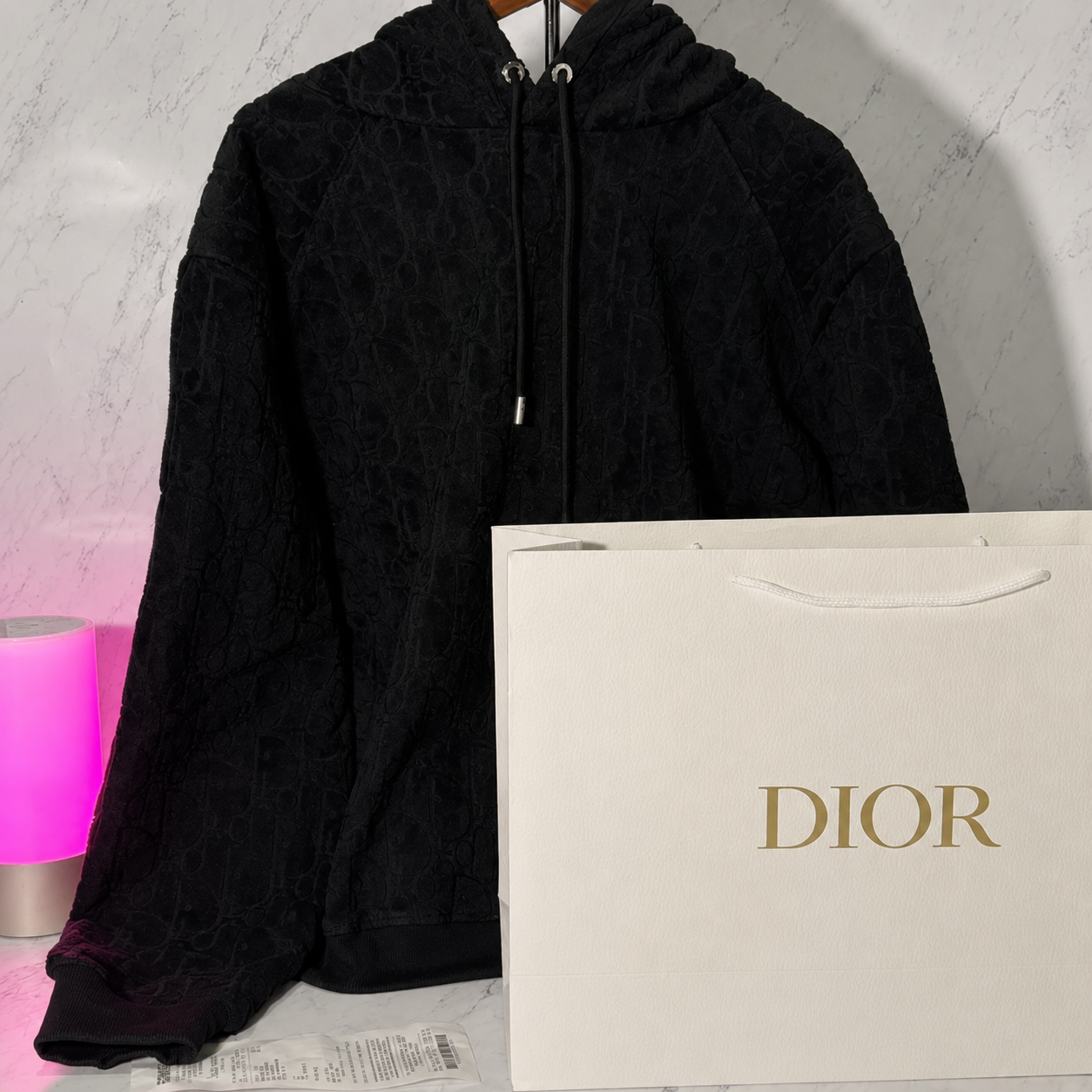 DIOR HOODIE BLACK OBLIQUE (SIZE S-XL)