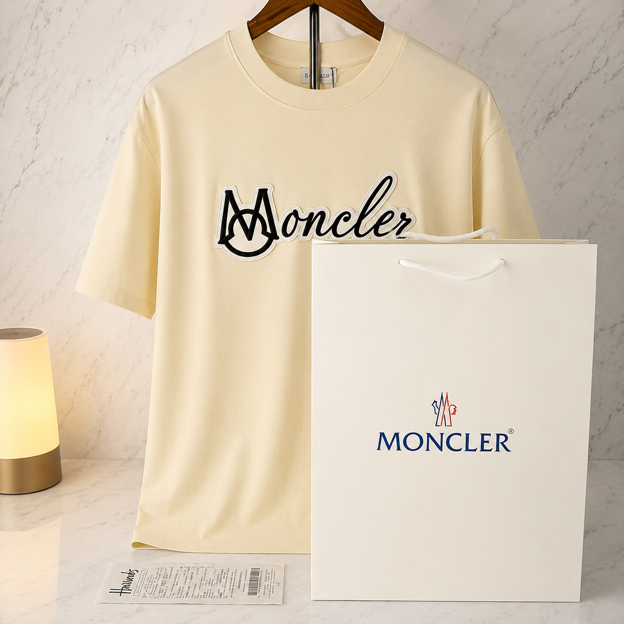MONCLER VARSITY LOGO T-SHIRT (SIZE XS-L)