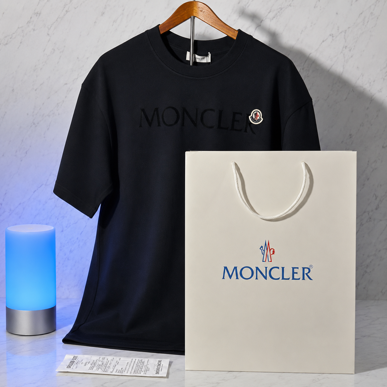 MONCLER FLOCKED LOGO T-SHIRT (SIZE S-XL)